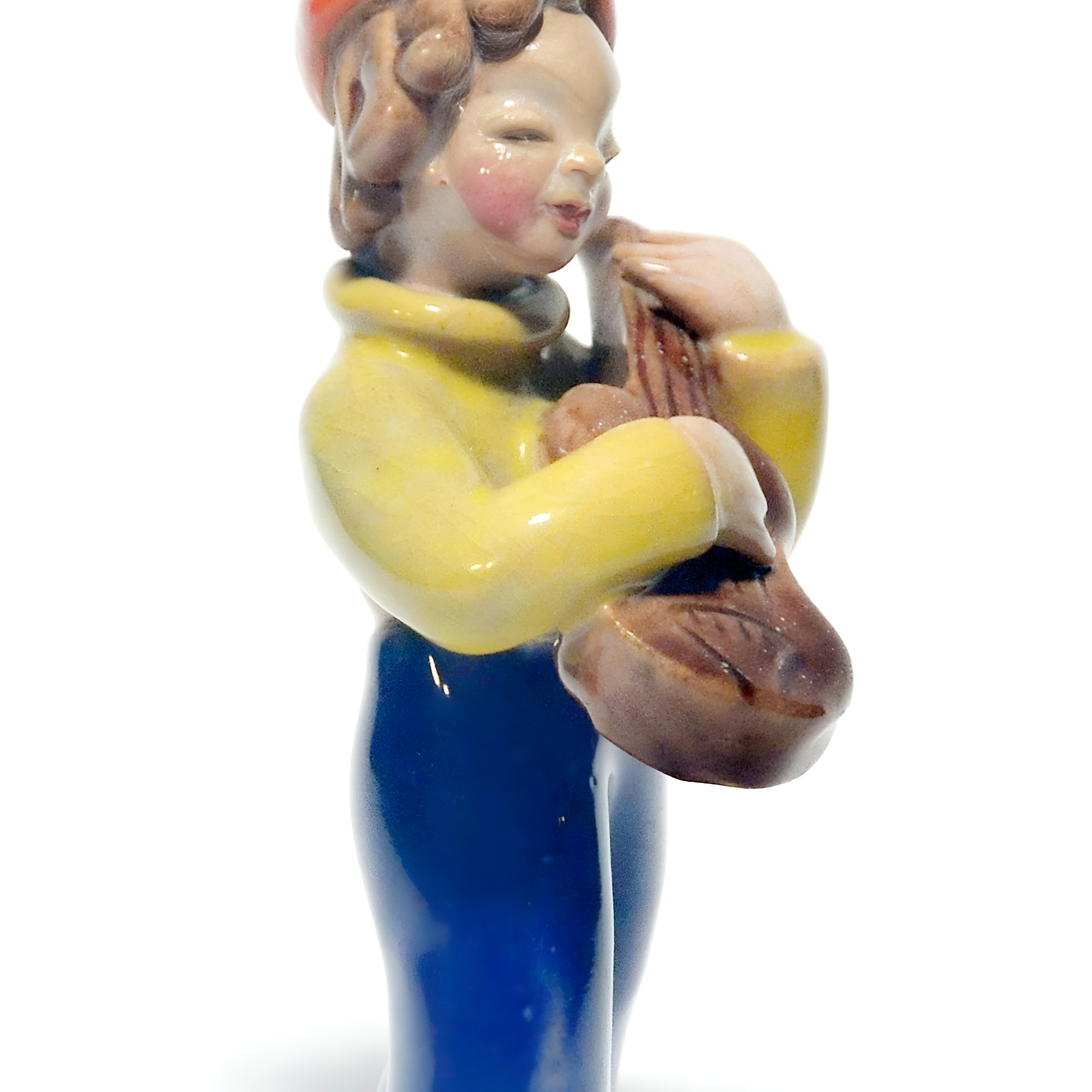 Porzellanfigur, Mandolinenspieler, Handbemalte Vintage-Sammlerfigur, Keramikskulptur